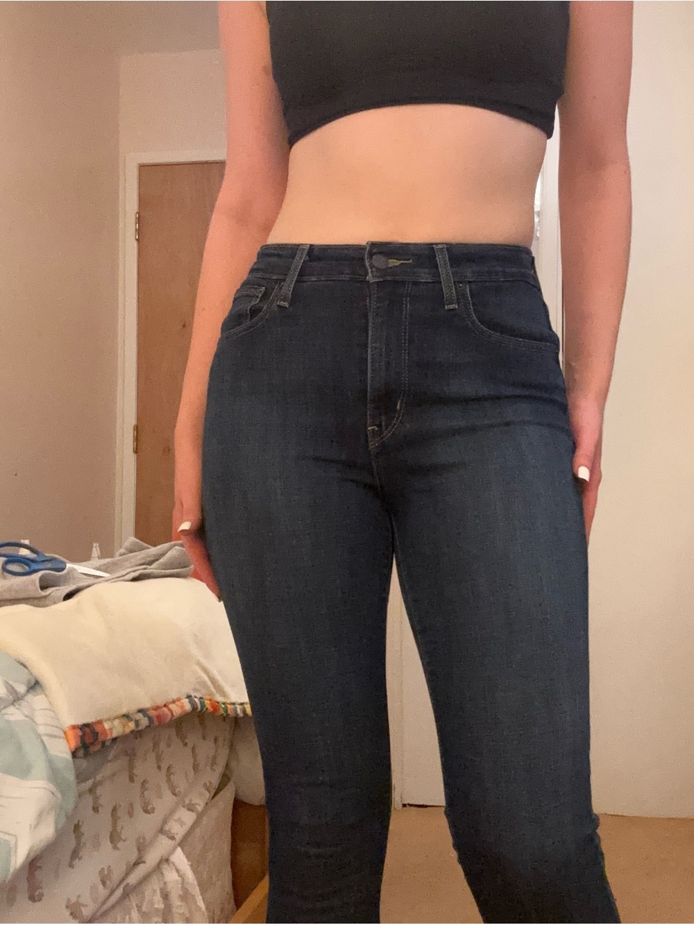 Levi's High Rise Skinny Indigo Blue Frayed Hem Skinny Jeans